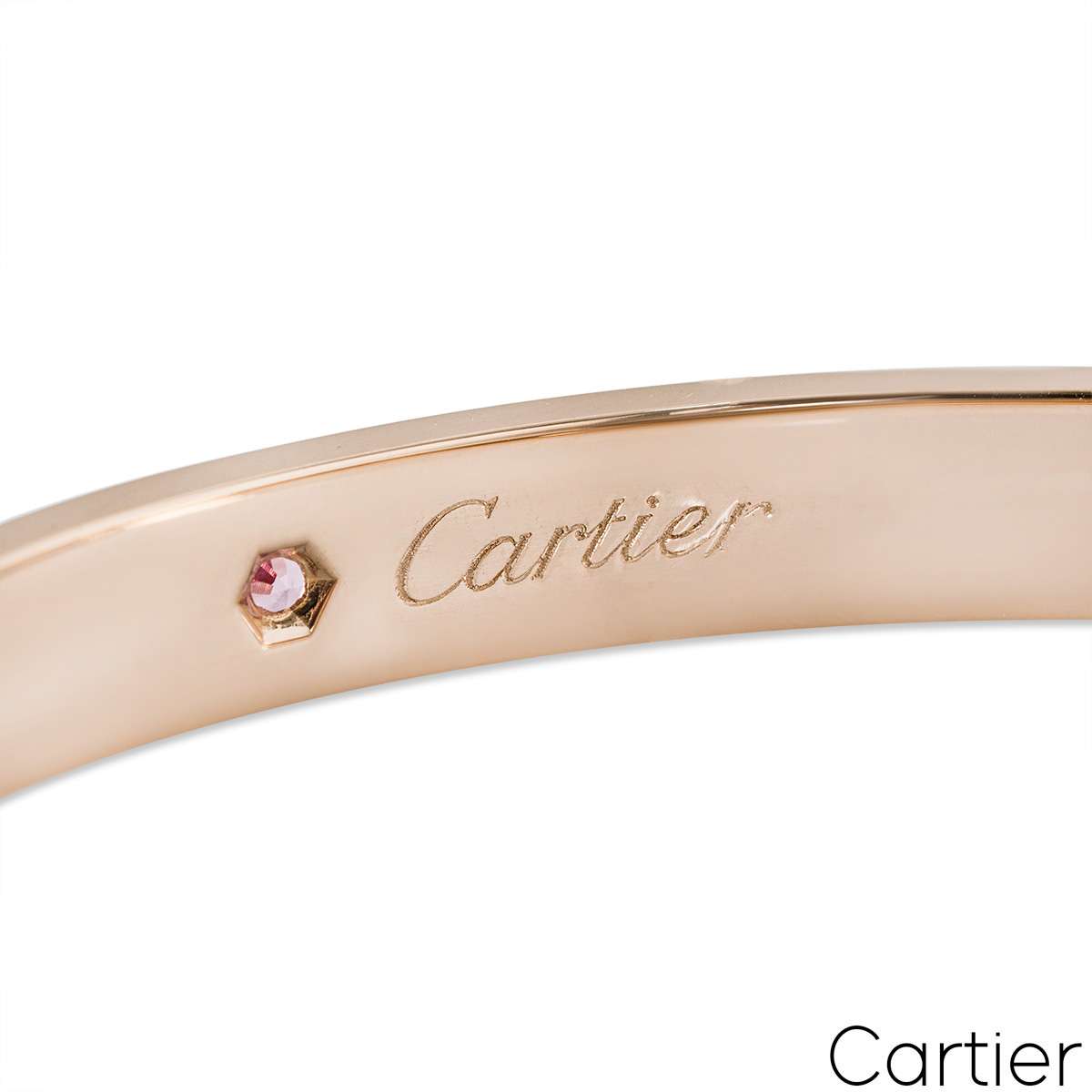 Cartier Rose Gold Pink Sapphire Love Bracelet Size 16 B60311116